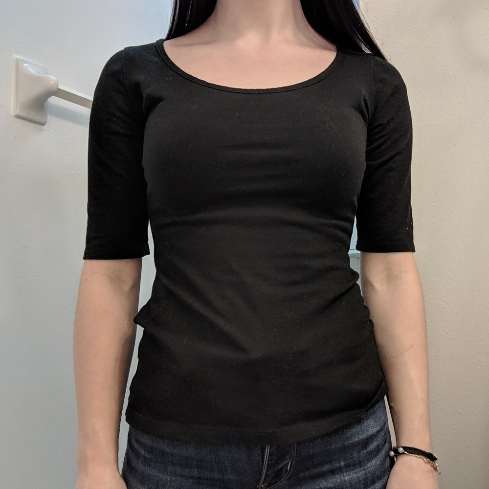 Black open back top